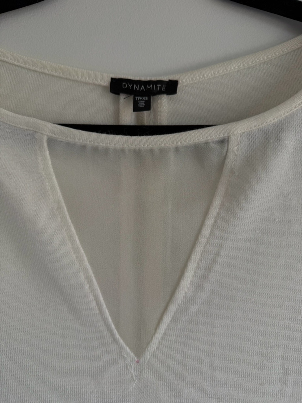 Dynamite Cream Long Sleeve Top | Open Back Zip Detail | Size XS - Picture 2 of 5